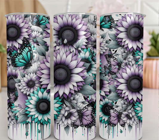 Teal and purple sunflowers