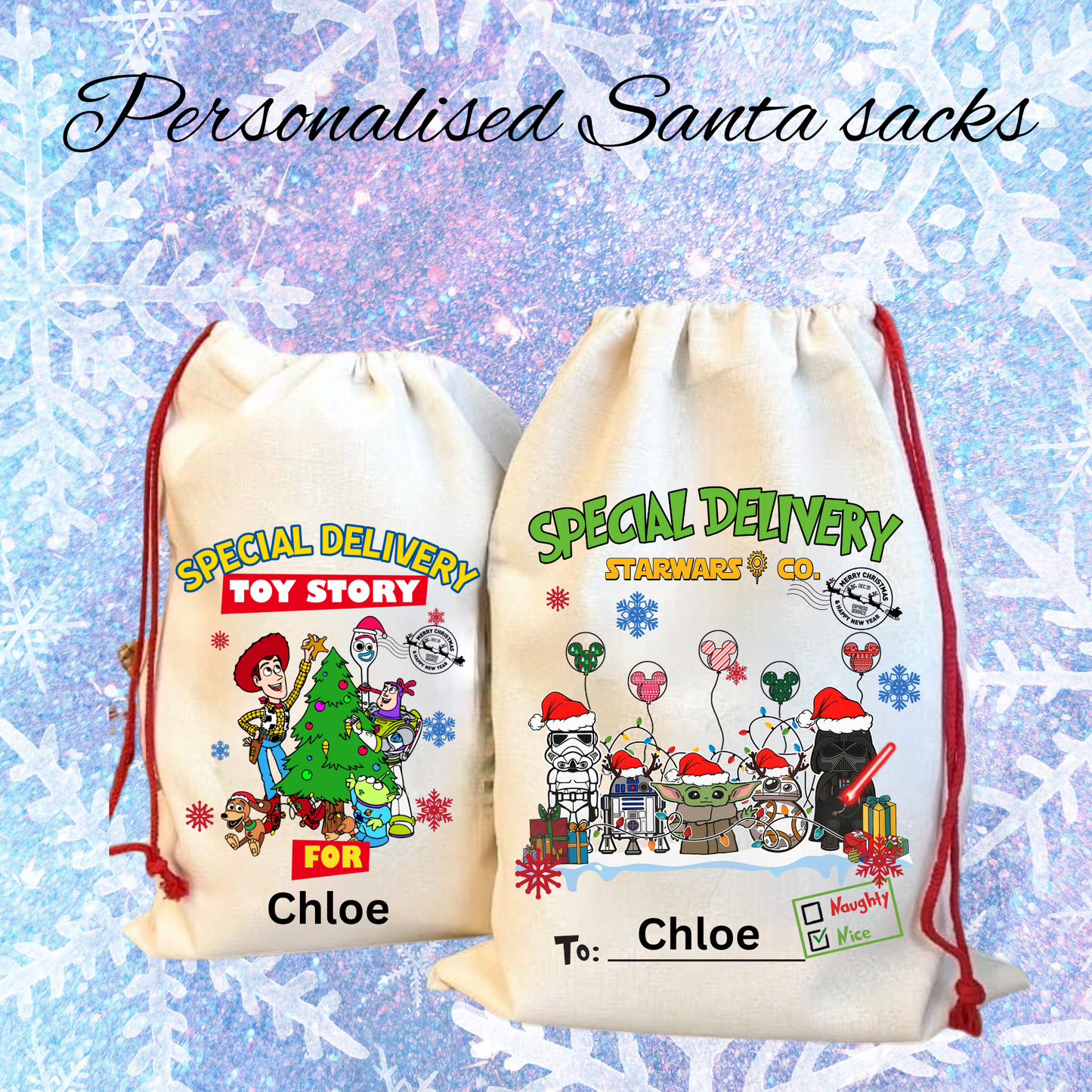 Personalised Character Santa Sacks
