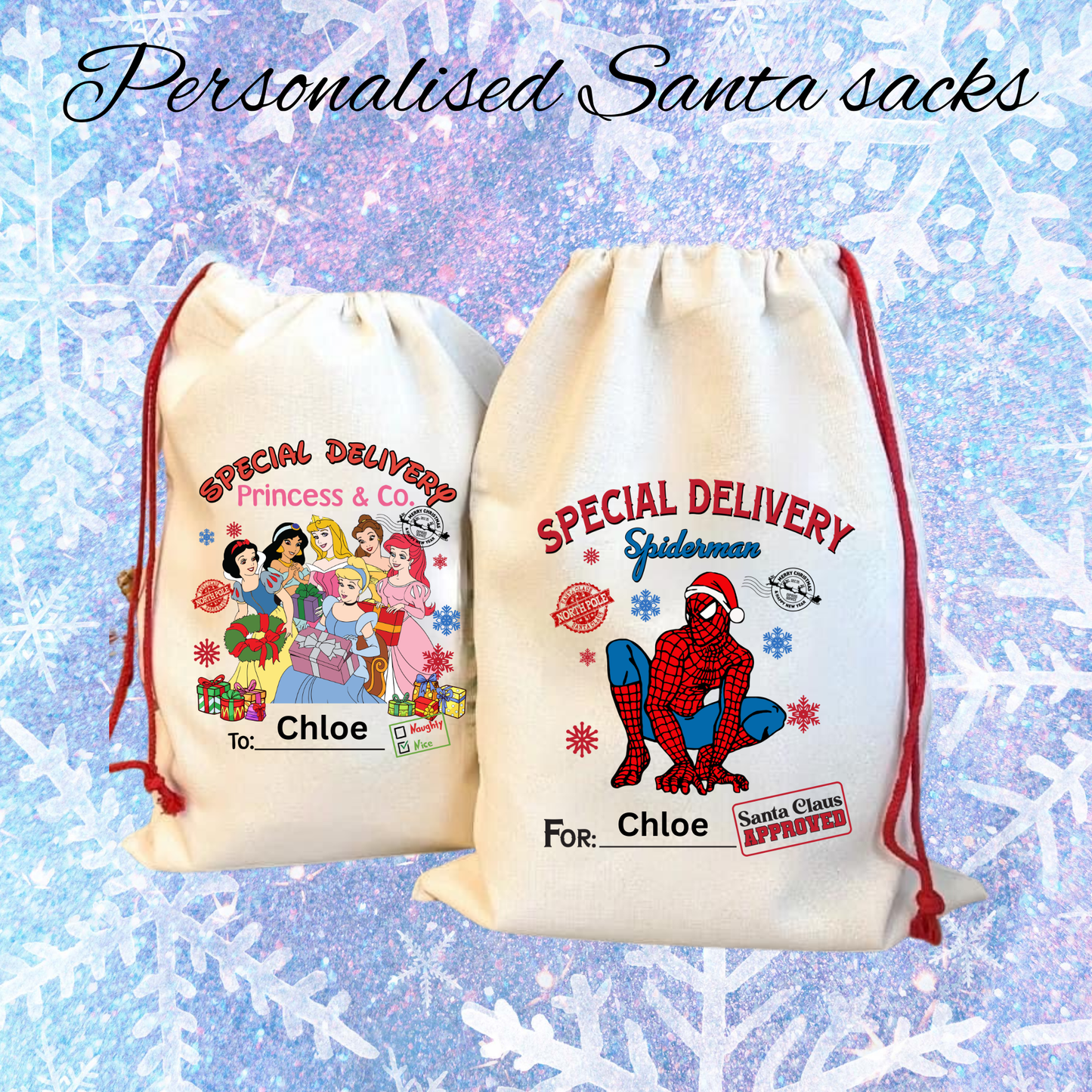 Personalised Character Santa Sacks