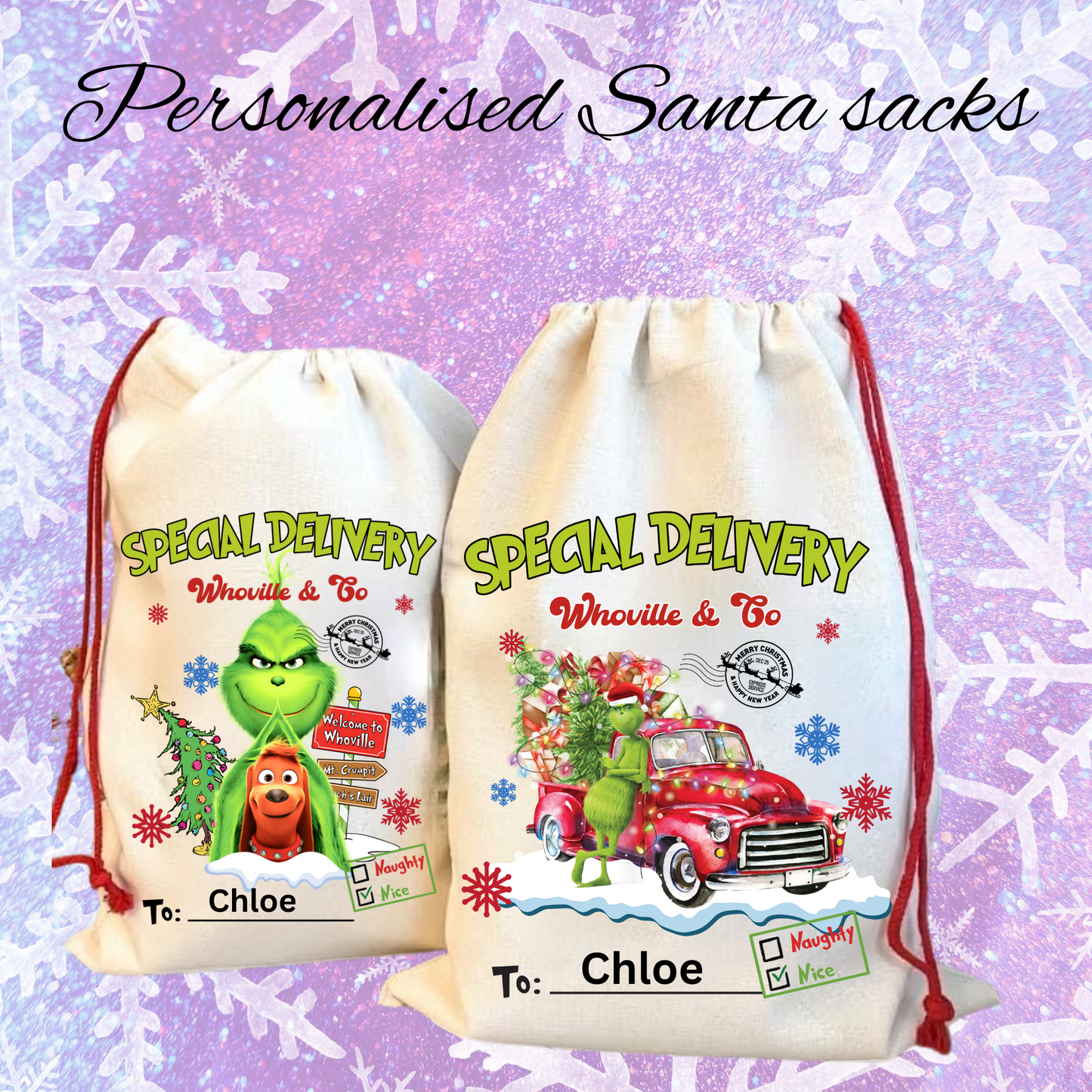 Personalised Character Santa Sacks