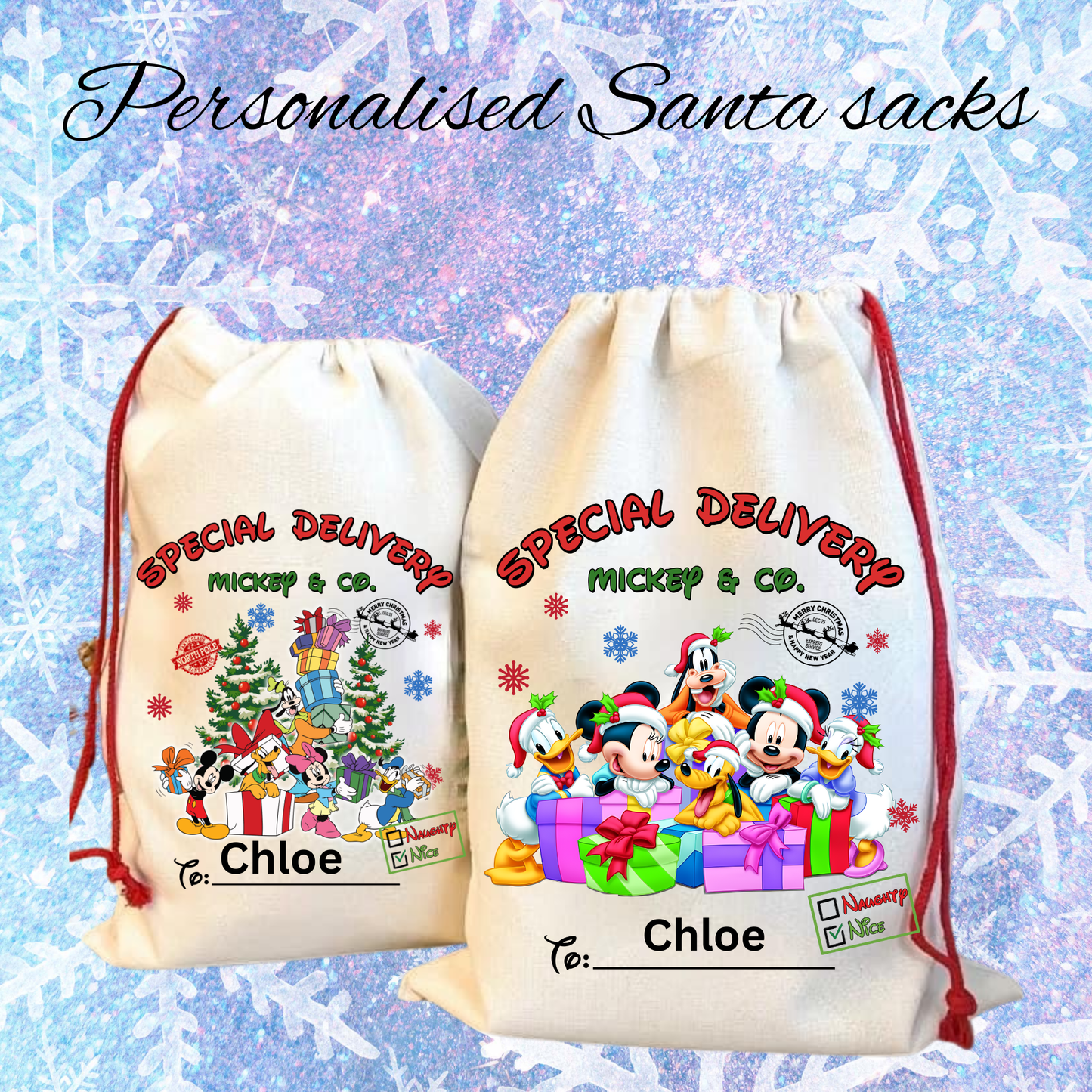 Personalised Character Santa Sacks