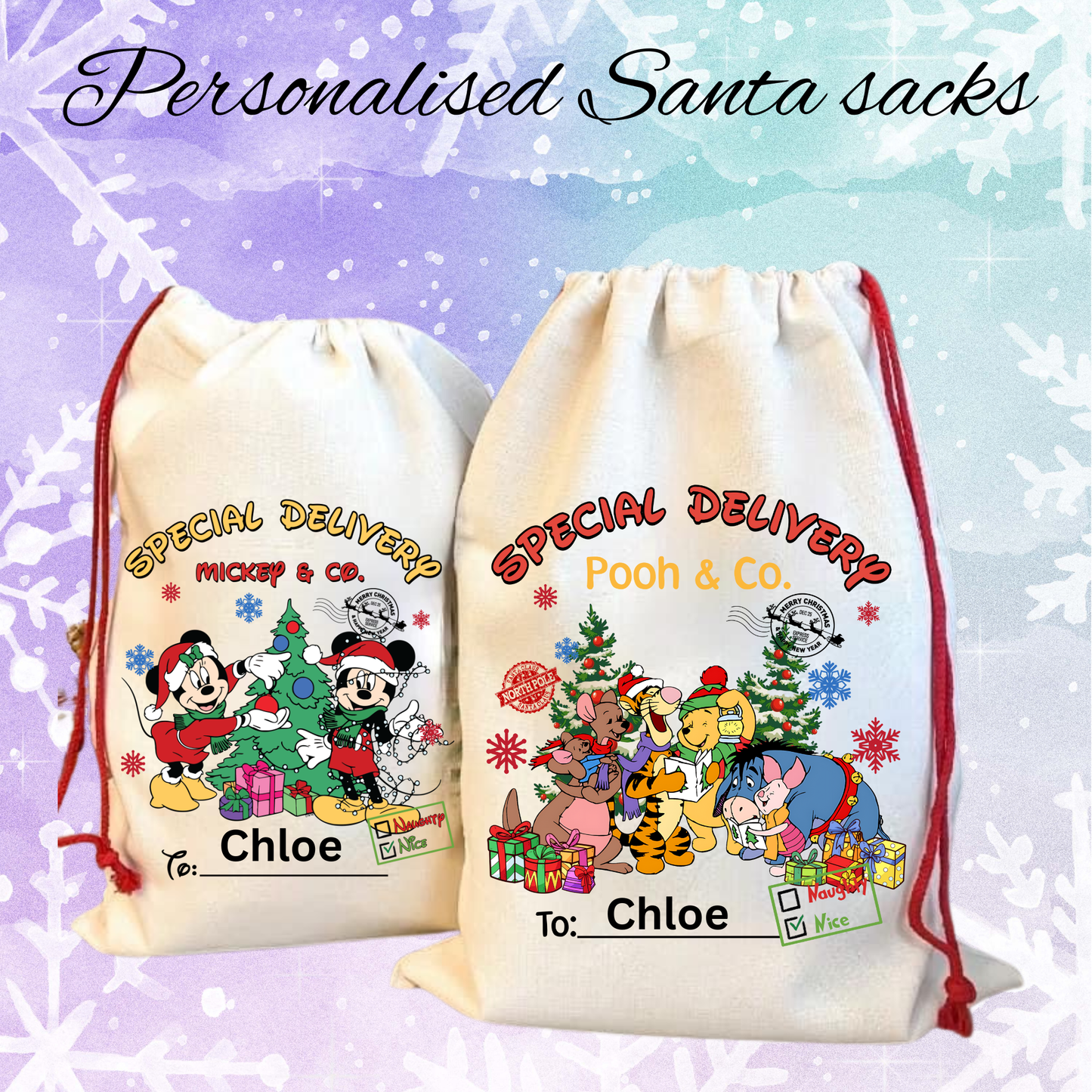 Personalised Character Santa Sacks